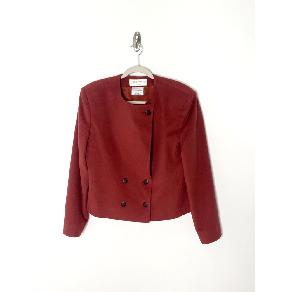 Vintage Henry White Dublin Wool Lambswool Cashmere Short Jacket Sz 12 Brick/Clay